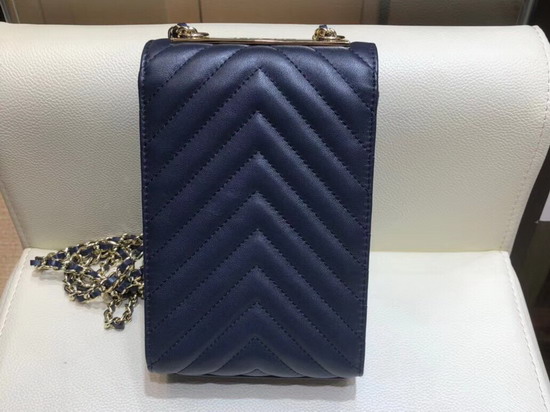 Chanel Cell Phone Bag Real Leather Navy Blue