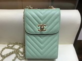 Chanel Cell Phone Bag Turquoise Lambskin