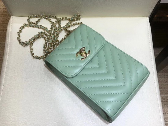 Chanel Cell Phone Bag Turquoise Lambskin