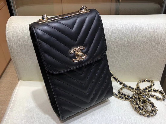 Chanel Cell Phone Bag in Black Real Leather