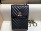 Chanel Cell Phone Bag in Black Real Leather