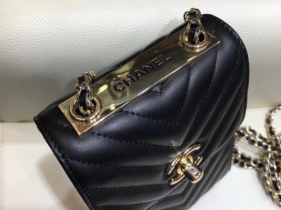 Chanel Cell Phone Bag in Black Real Leather