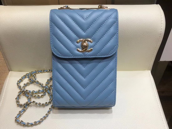 Chanel Cell Phone Bag in Blue Leather