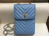 Chanel Cell Phone Bag in Blue Leather