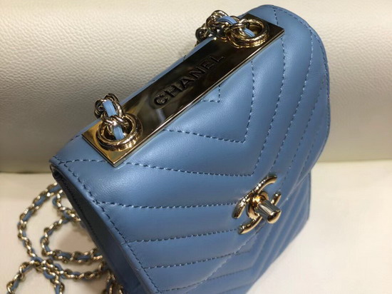 Chanel Cell Phone Bag in Blue Leather