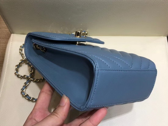 Chanel Cell Phone Bag in Blue Leather