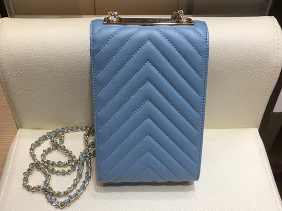 Chanel Cell Phone Bag in Blue Leather