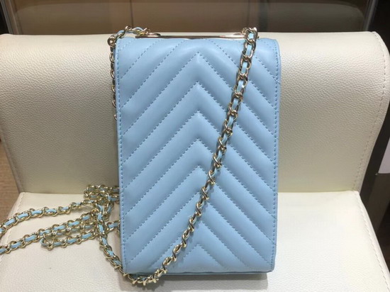 Chanel Cell Phone Case Baby Blue Lambskin