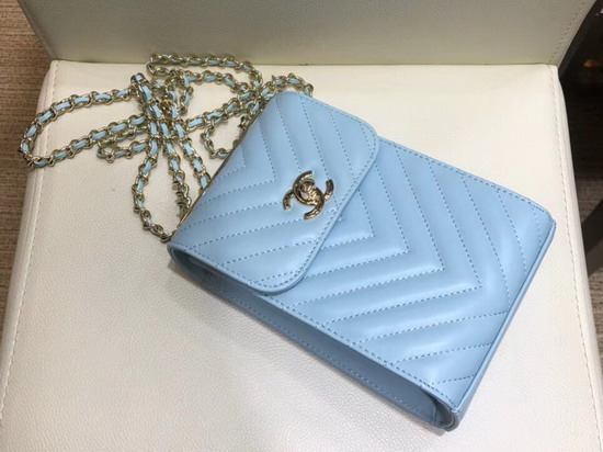 Chanel Cell Phone Case Baby Blue Lambskin