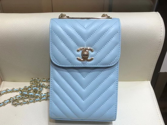 Chanel Cell Phone Case Baby Blue Lambskin