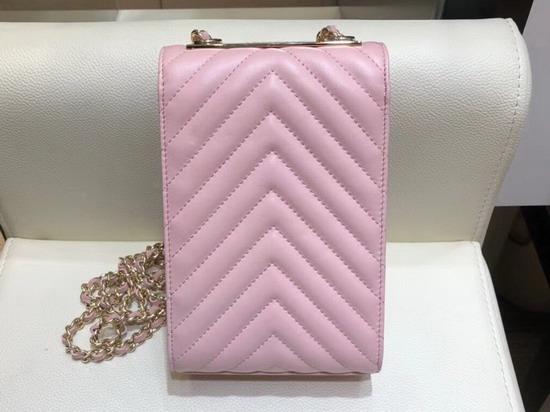 Chanel Cell Phone Holder in Pink Real Leather