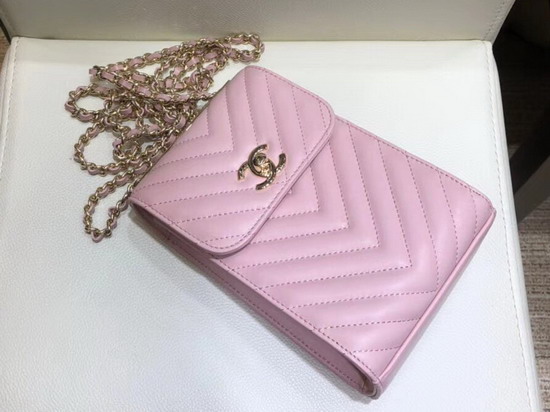 Chanel Cell Phone Holder in Pink Real Leather