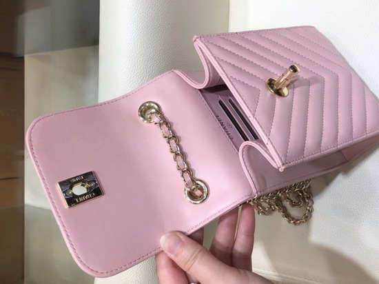 Chanel Cell Phone Holder in Pink Real Leather