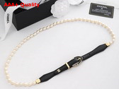 Chanel Chain Belt Glass Pearls Lambskin and Metal Black and Pearly White Ref AA9708 Replica