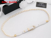 Chanel Chain Belt Glass Pearls Lambskin and Metal White and Pearly White Ref AA9708 Replica