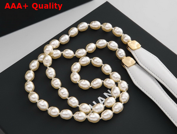 Chanel Chain Belt Glass Pearls Lambskin and Metal White and Pearly White Ref AA9708 Replica