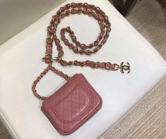 Chanel Chain Belt with Micro Mini Classic Bag Charm Antique Rose Lambskin