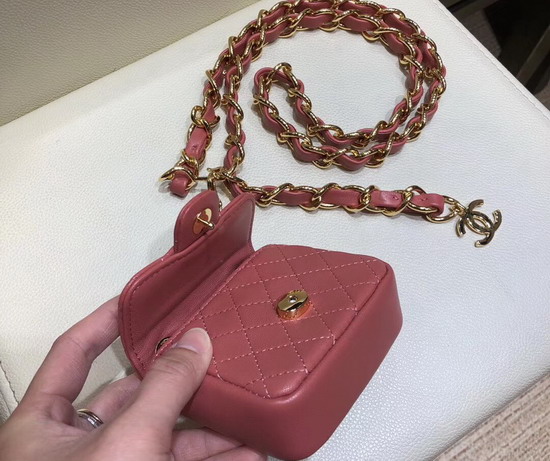 Chanel Chain Belt with Micro Mini Classic Bag Charm Antique Rose Lambskin