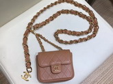 Chanel Chain Belt with Micro Mini Classic Bag Charm Light Brown Lambskin