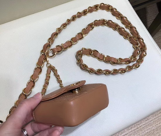 Chanel Chain Belt with Micro Mini Classic Bag Charm Light Brown Lambskin