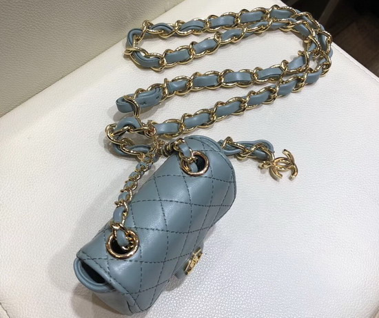 Chanel Chain Belt with Micro Mini Classic Bag Charm Sky Blue Lambskin