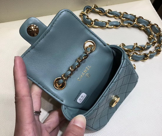 Chanel Chain Belt with Micro Mini Classic Bag Charm Sky Blue Lambskin