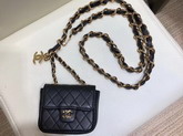 Chanel Chain Belt with Micro Mini Classic Bag Charm in Black Lambskin