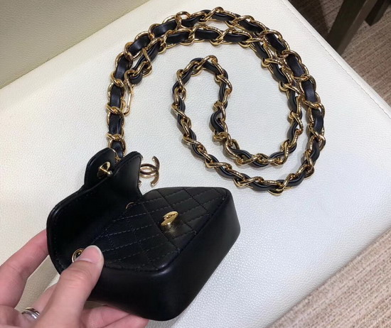 Chanel Chain Belt with Micro Mini Classic Bag Charm in Black Lambskin