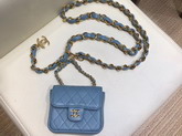 Chanel Chain Belt with Micro Mini Classic Bag Charm in Blue Lambskin