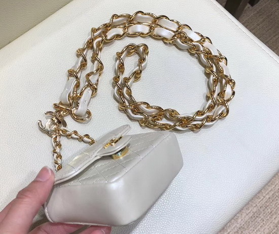 Chanel Chain Belt with Micro Mini Classic Bag Charm in Ivory Lambskin