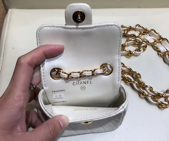 Chanel Chain Belt with Micro Mini Classic Bag Charm in Ivory Lambskin