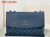 Chanel Chain Shoulder Bag in Blue Grained Calfskin Replica