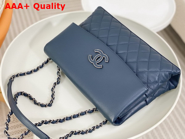 Chanel Chain Shoulder Bag in Blue Grained Calfskin Replica