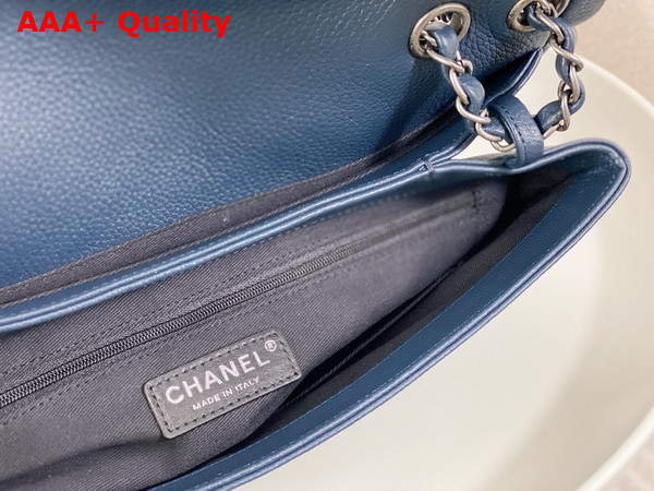 Chanel Chain Shoulder Bag in Blue Grained Calfskin Replica