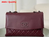 Chanel Chain Shoulder Bag in Burgundy Grained Calfskin Replica