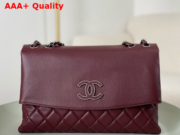 Chanel Chain Shoulder Bag in Burgundy Grained Calfskin Replica