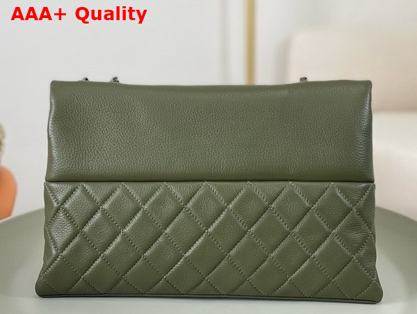 Chanel Chain Shoulder Bag in Dark Green Grained Calfskin Replica