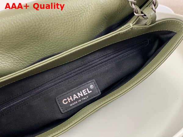 Chanel Chain Shoulder Bag in Dark Green Grained Calfskin Replica