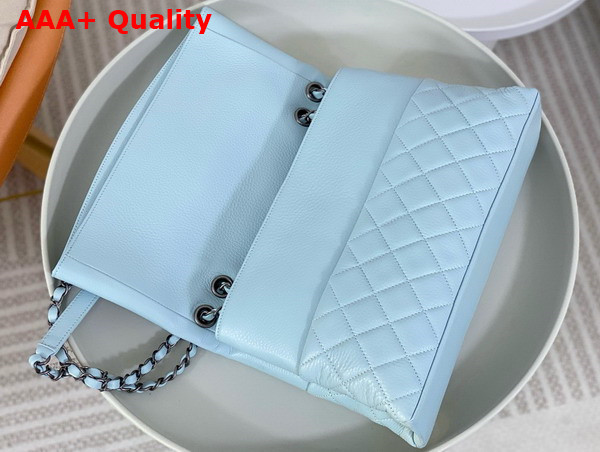 Chanel Chain Shoulder Bag in Sky Blue Grained Calfskin Replica