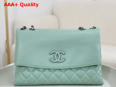 Chanel Chain Shoulder Bag in Turquoise Grained Calfskin Replica