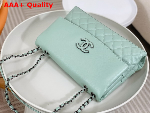 Chanel Chain Shoulder Bag in Turquoise Grained Calfskin Replica