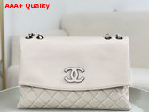 Chanel Chain Shoulder Bag in White Grained Calfskin Replica