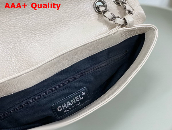 Chanel Chain Shoulder Bag in White Grained Calfskin Replica