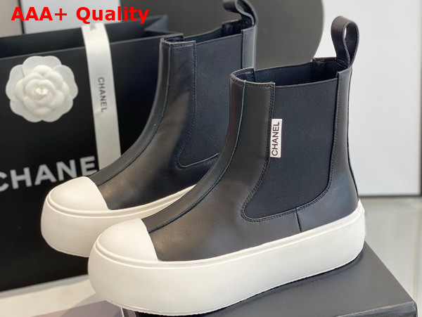 Chanel Chelsea Ankle Boots in Black Calfskin Replica