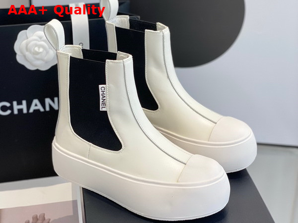 Chanel Chelsea Ankle Boots in White Calfskin Replica