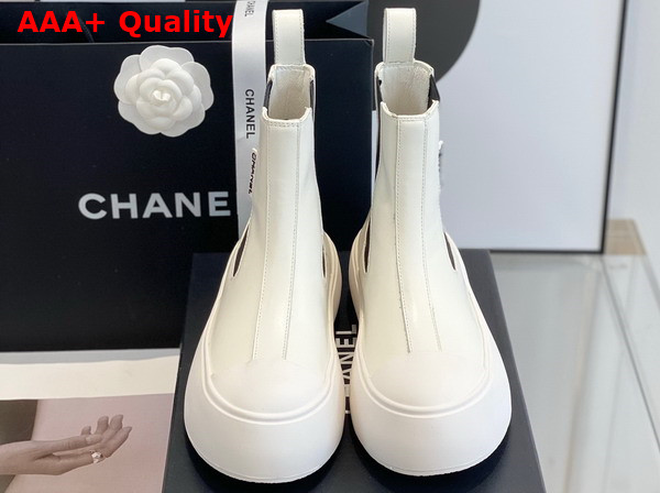 Chanel Chelsea Ankle Boots in White Calfskin Replica