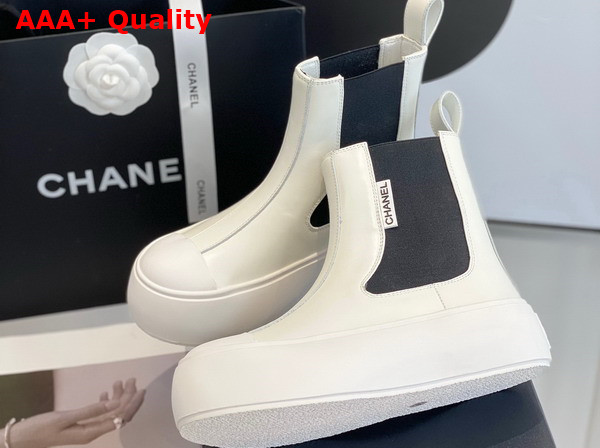 Chanel Chelsea Ankle Boots in White Calfskin Replica