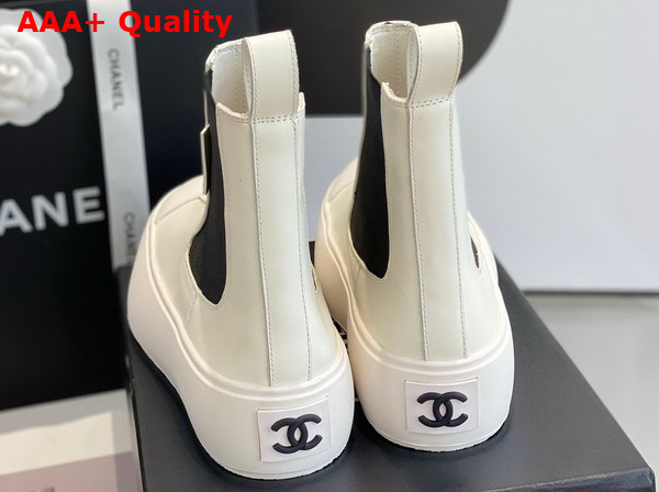 Chanel Chelsea Ankle Boots in White Calfskin Replica