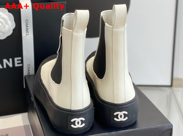 Chanel Chelsea Ankle Boots in White Calfskin Replica