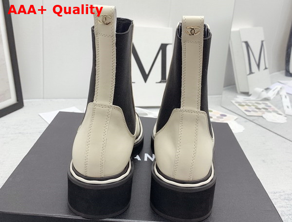 Chanel Chelsea Boots in White and Black Calfskin Replica